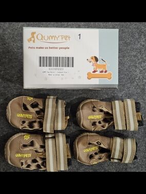 QUMY PET Brown Dog Booties - Set of 4